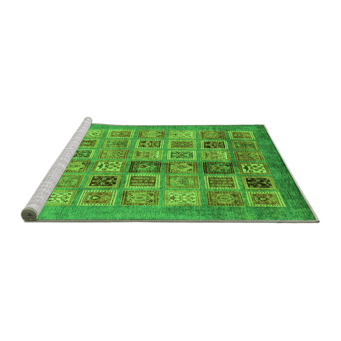 Sideview of Machine Washable Abstract Green Modern Area Rugs, wshabs3747grn