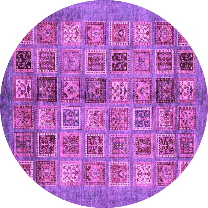 Round Machine Washable Abstract Purple Modern Area Rugs, wshabs3747pur