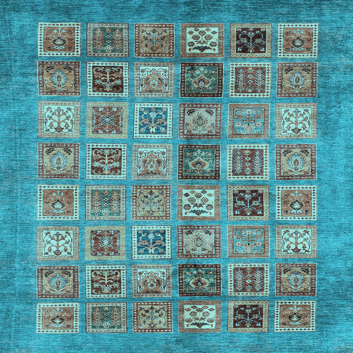 Square Abstract Light Blue Modern Rug, abs3747lblu