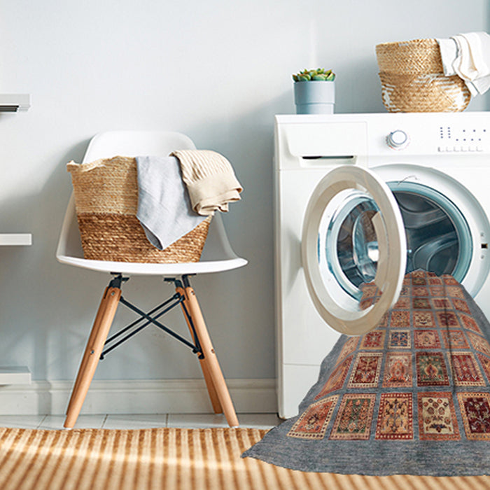 Machine Washable Abstract Camel Brown Rug in a Washing Machine, wshabs3747