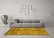 Machine Washable Abstract Yellow Modern Rug in a Living Room, wshabs3747yw