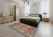 Abstract Camel Brown Modern Rug in a Bedroom, abs3747