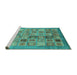 Sideview of Machine Washable Abstract Turquoise Modern Area Rugs, wshabs3747turq