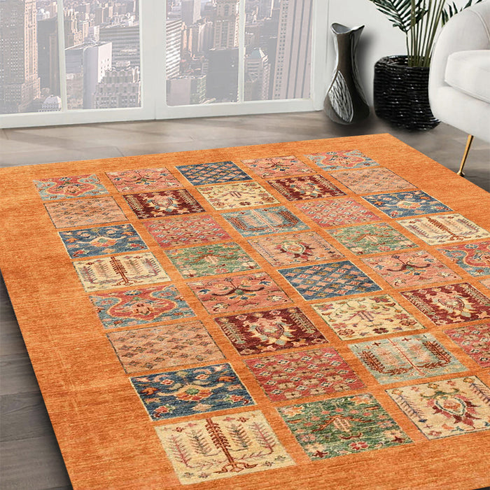 Machine Washable Abstract Orange Rug in a Family Room, wshabs3748