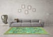 Machine Washable Abstract Turquoise Modern Area Rugs in a Living Room,, wshabs3748turq