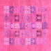 Square Abstract Pink Modern Rug, abs3748pnk