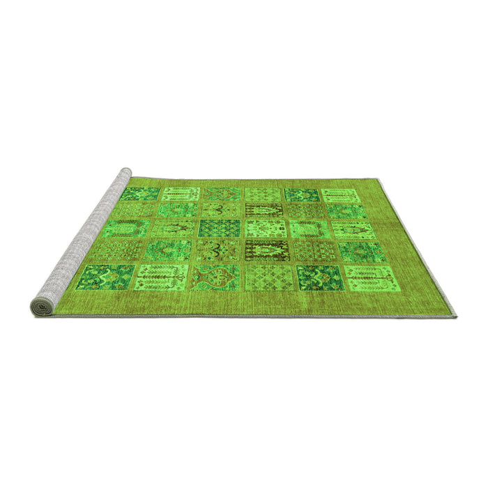 Sideview of Machine Washable Abstract Green Modern Area Rugs, wshabs3748grn