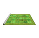 Sideview of Machine Washable Abstract Green Modern Area Rugs, wshabs3748grn