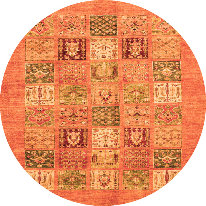 Round Abstract Orange Modern Rug, abs3748org
