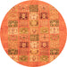 Round Abstract Orange Modern Rug, abs3748org