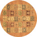 Round Machine Washable Abstract Brown Modern Rug, wshabs3748brn