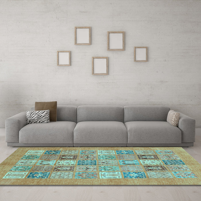 Machine Washable Abstract Light Blue Modern Rug in a Living Room, wshabs3748lblu