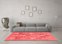 Machine Washable Abstract Red Modern Rug, wshabs3748red