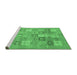 Sideview of Machine Washable Abstract Emerald Green Modern Area Rugs, wshabs3748emgrn