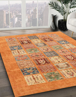 Abstract Orange Modern Rug in Family Room, abs3748