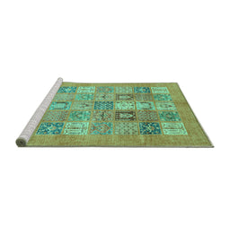 Sideview of Machine Washable Abstract Turquoise Modern Area Rugs, wshabs3748turq