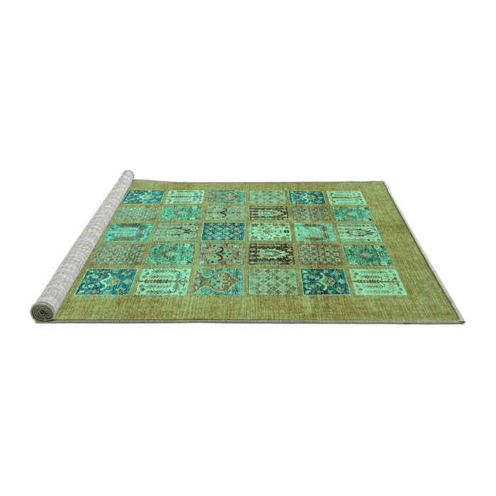 Sideview of Machine Washable Abstract Turquoise Modern Area Rugs, wshabs3748turq