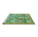 Sideview of Machine Washable Abstract Turquoise Modern Area Rugs, wshabs3748turq