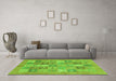 Machine Washable Abstract Green Modern Area Rugs in a Living Room,, wshabs3748grn