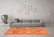 Machine Washable Abstract Orange Modern Area Rugs in a Living Room, wshabs3748org