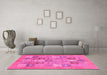 Machine Washable Abstract Pink Modern Rug in a Living Room, wshabs3748pnk