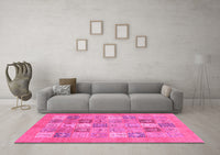 Machine Washable Abstract Pink Modern Rug, wshabs3748pnk