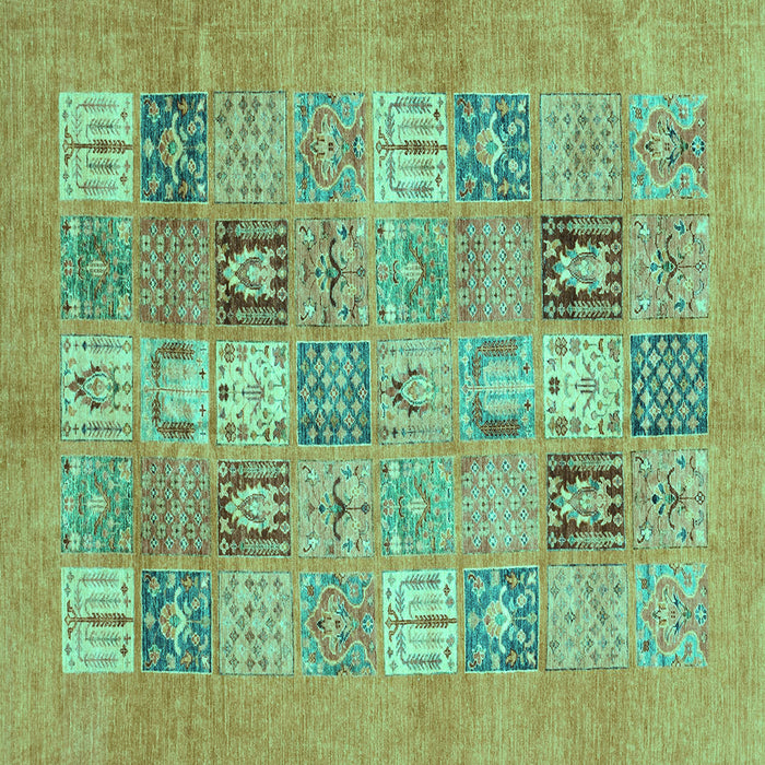 Square Abstract Turquoise Modern Rug, abs3748turq