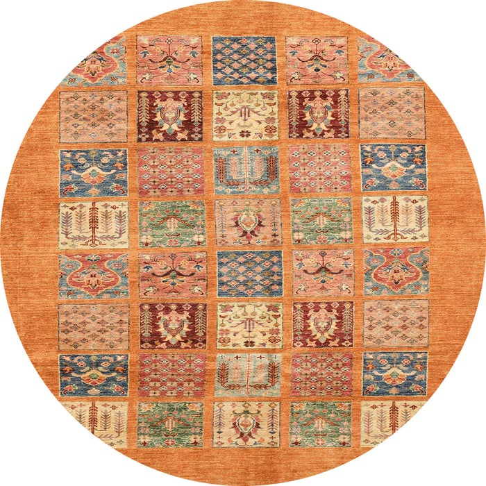 Round Abstract Orange Modern Rug, abs3748
