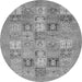 Round Abstract Gray Modern Rug, abs3748gry