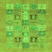 Square Machine Washable Abstract Green Modern Area Rugs, wshabs3748grn