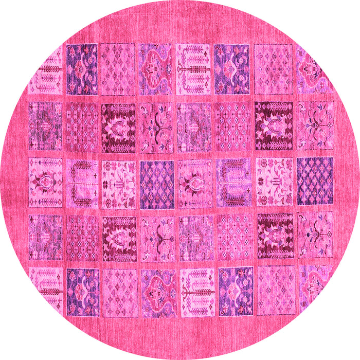 Round Abstract Pink Modern Rug, abs3748pnk