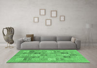 Machine Washable Abstract Emerald Green Modern Rug, wshabs3748emgrn