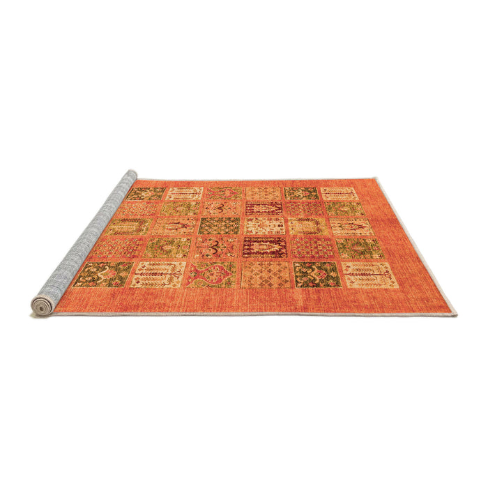 Sideview of Machine Washable Abstract Orange Modern Area Rugs, wshabs3748org