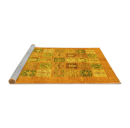 Sideview of Machine Washable Abstract Yellow Modern Rug, wshabs3748yw