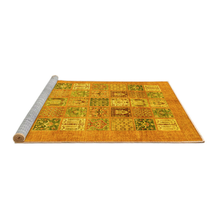 Sideview of Machine Washable Abstract Yellow Modern Rug, wshabs3748yw