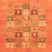 Square Machine Washable Abstract Orange Modern Area Rugs, wshabs3748org