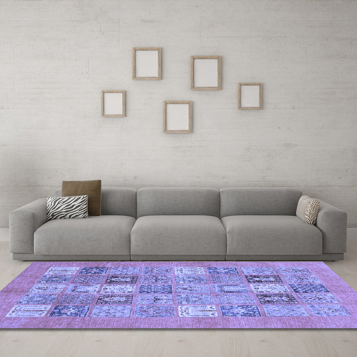 Machine Washable Abstract Blue Modern Rug in a Living Room, wshabs3748blu