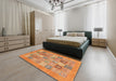 Machine Washable Abstract Orange Rug in a Bedroom, wshabs3748