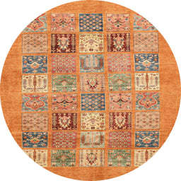 Round Machine Washable Abstract Orange Rug, wshabs3748