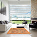 Square Machine Washable Abstract Orange Rug in a Living Room, wshabs3748