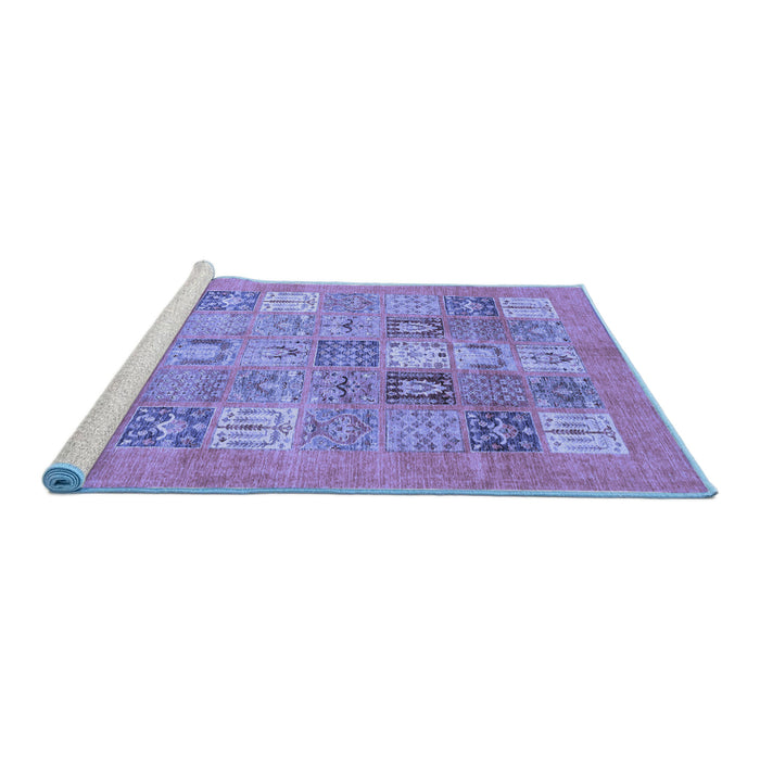 Sideview of Machine Washable Abstract Blue Modern Rug, wshabs3748blu
