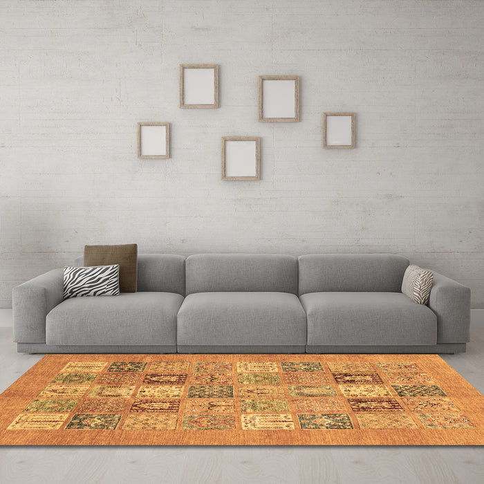 Machine Washable Abstract Brown Modern Rug in a Living Room,, wshabs3748brn