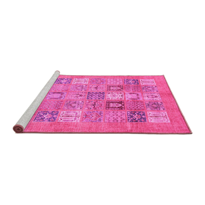 Sideview of Machine Washable Abstract Pink Modern Rug, wshabs3748pnk