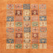 Square Machine Washable Abstract Orange Rug, wshabs3748