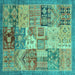 Square Machine Washable Abstract Turquoise Modern Area Rugs, wshabs3749turq