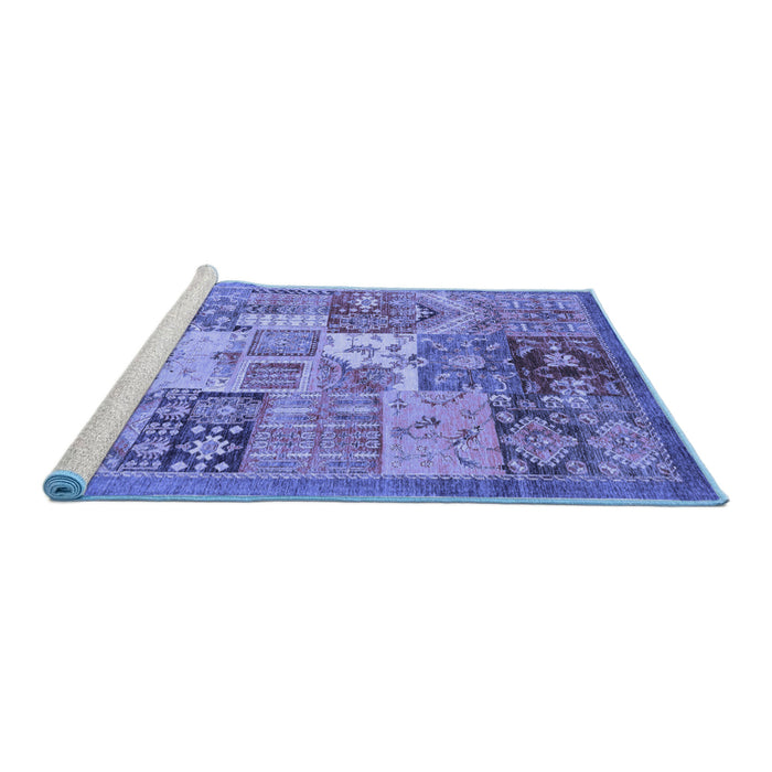 Sideview of Machine Washable Abstract Blue Modern Rug, wshabs3749blu