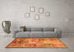 Machine Washable Abstract Orange Modern Area Rugs in a Living Room, wshabs3749org