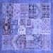 Square Machine Washable Abstract Blue Modern Rug, wshabs3749blu