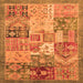 Square Machine Washable Abstract Orange Modern Area Rugs, wshabs3749org