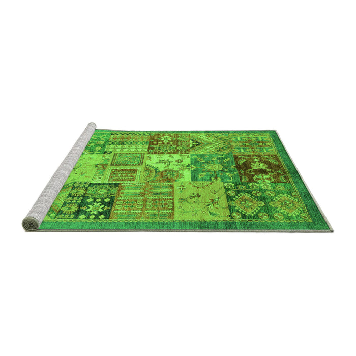 Sideview of Machine Washable Abstract Green Modern Area Rugs, wshabs3749grn